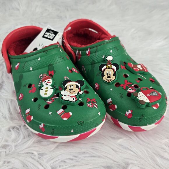 Crocs Mickey Mouse Christmas Holiday Lined Clogs Men's Size 7 Women's Size 9 - Picture 1 of 4